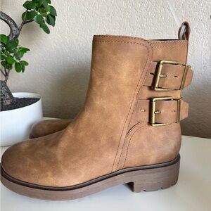 Lucky Brand Tan Ankle Boots with Buckle Detail